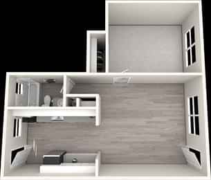 1 Bedroom 1 Bathroom Apartment - Floor Plan