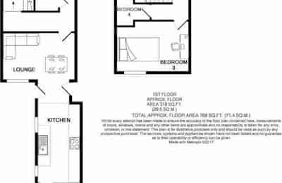 Room in a 4 Bedroom Apartment, 125 Leek Road, Stoke-on-Trent ST4 2BW - Stoke-on-Trent, England, United Kingdom - Bedroom 2 - Floor Plan