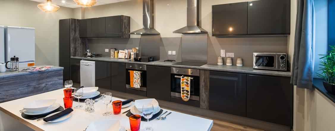 Lumis Student Living, Cardiff - Cardiff, Wales, United Kingdom - LumisCardiff-Showflat-Ensuite-Kitchen2-Mar17-Banner