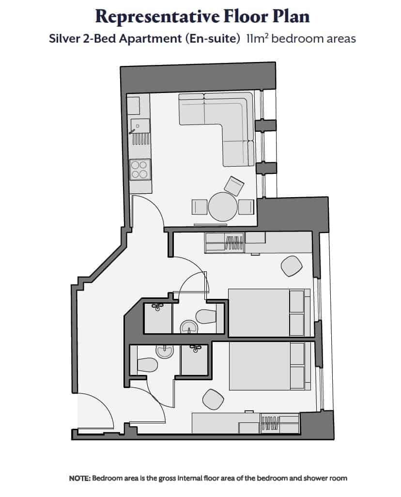 Silver 2 Bed Apartment Ensuite 