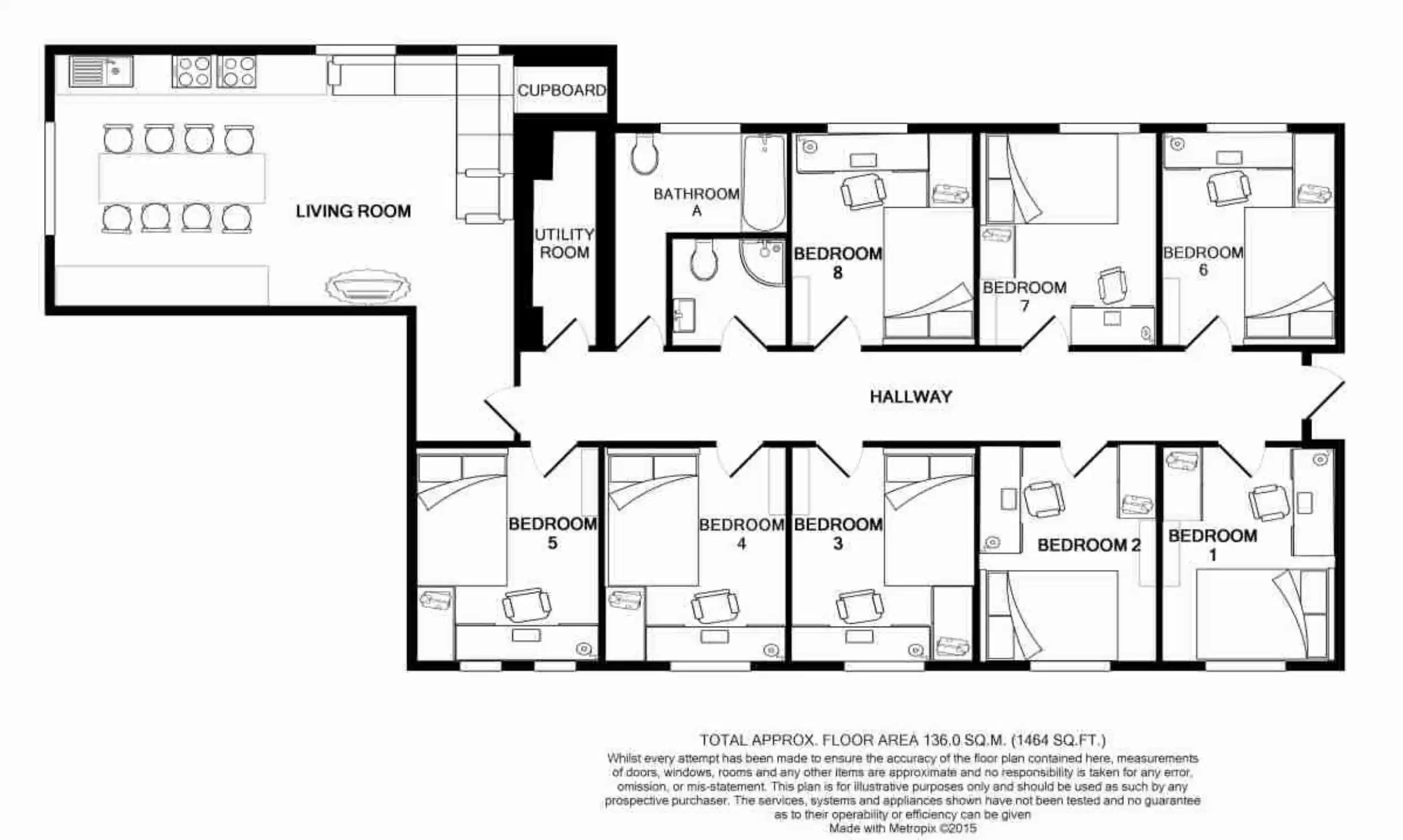  Room in a 8 Bedroom Apartment, Park View, Nottingham NG1 4GR (Flat F) - Nottingham, England, United Kingdom - Floor Plan