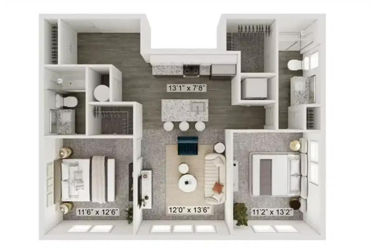 The Kingston, Upper Arlington - Columbus, Ohio, United States - 2 Bed 2 Bath | The Scioto - Floor Plan