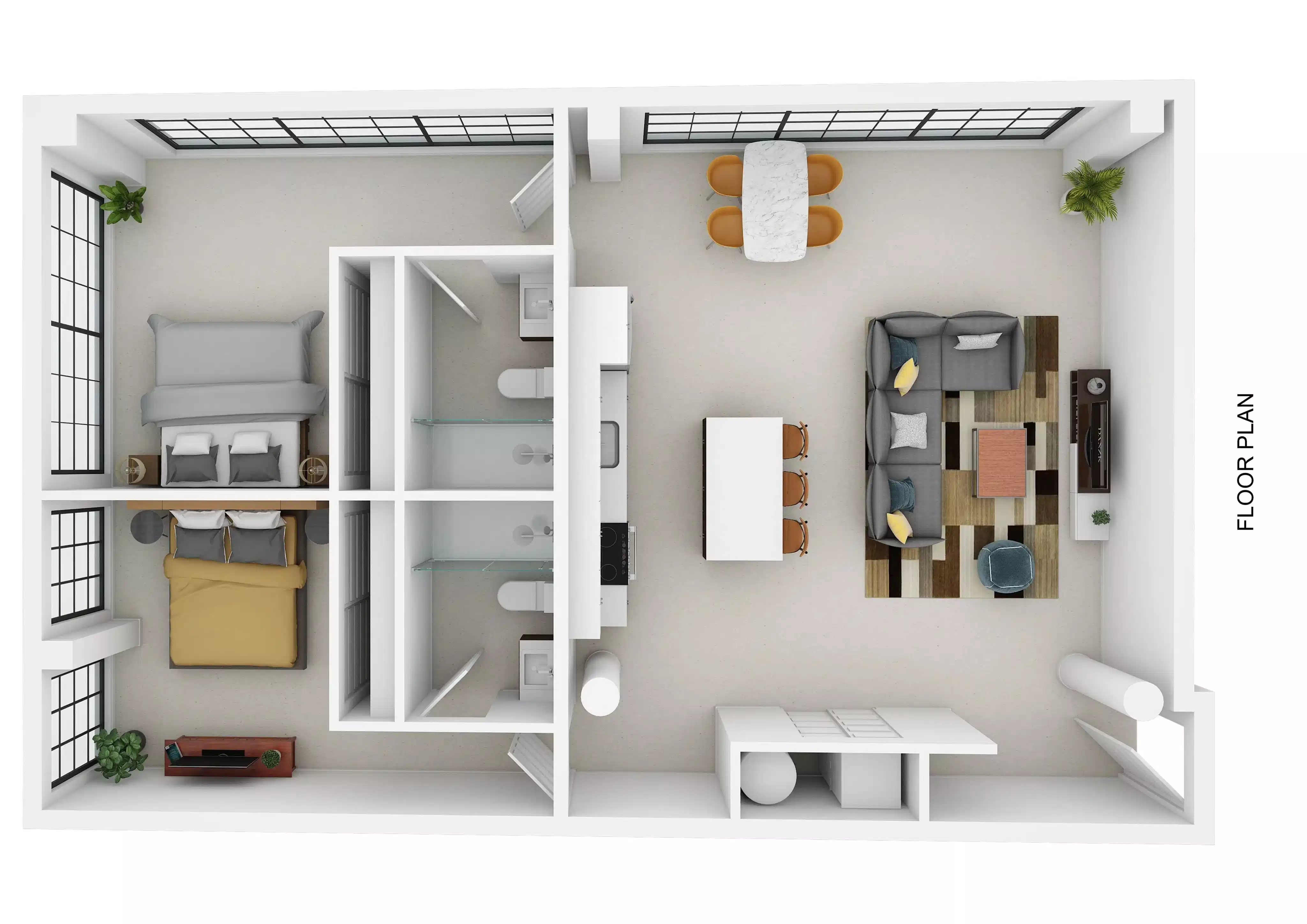 The View on Grant, Columbus - Columbus, Ohio, United States - Room in 2 Bedroom 2 Bathroom | B6 - Floor Plan