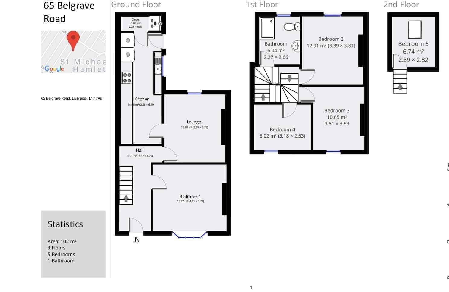 Belgrave Road L17, Liverpool - Liverpool, England, United Kingdom - Five Bedroom Student House - Floor Plan