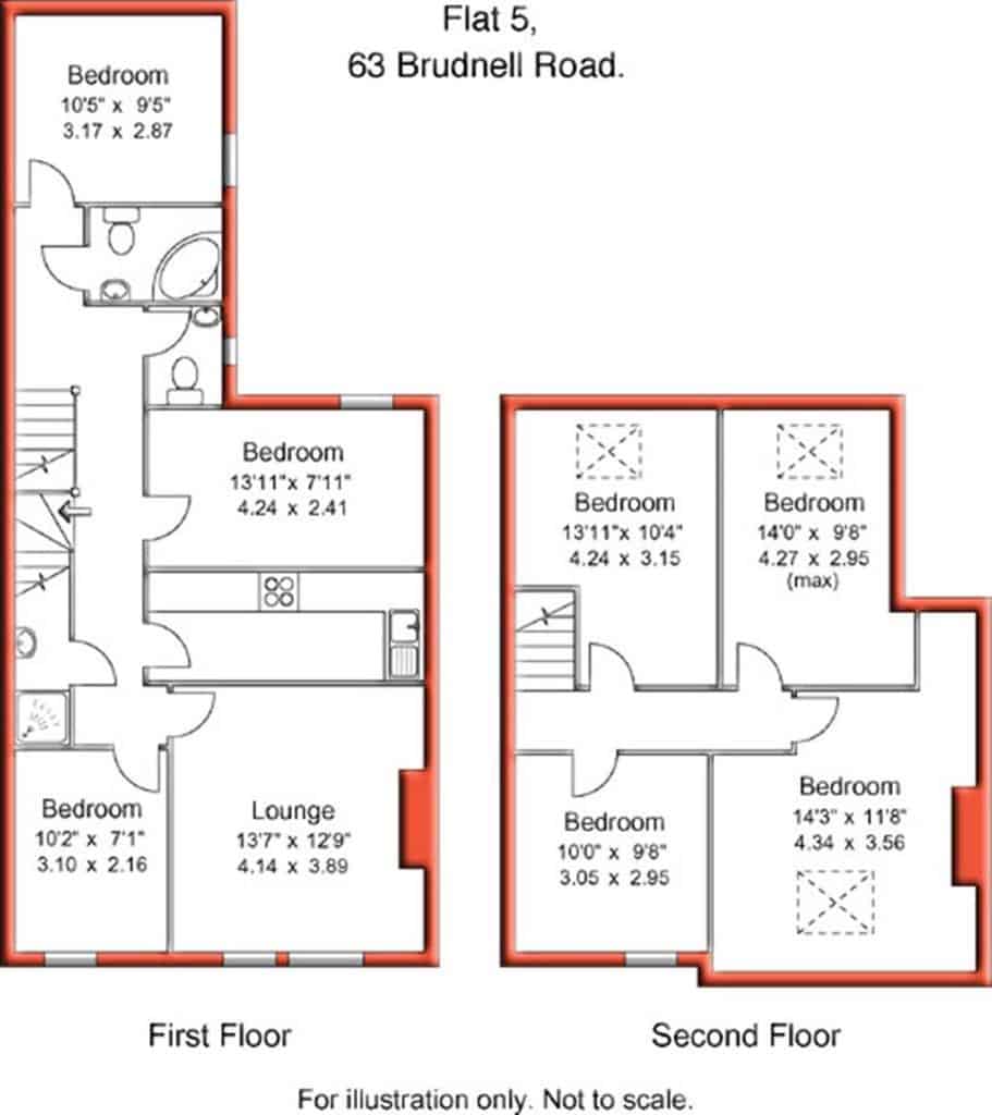 Flat 5 63 Brudenell Road LS6 1HA, Leeds - Leeds, England, United Kingdom - 7 Bedroom 2 Bathroom Apartment - Floor Plan