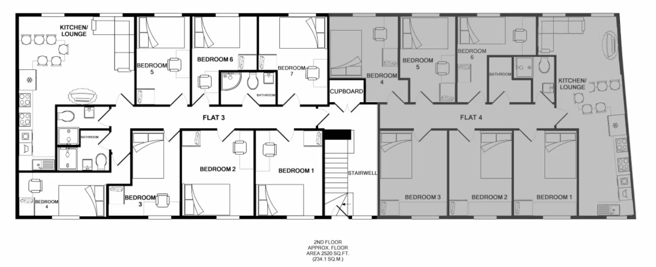 Room in a 7 Bedroom Apartment, 42 Bankfield Road, Huddersfield HD1 3HR (Flat 3) - Huddersfield, England, United Kingdom - Floor Plan