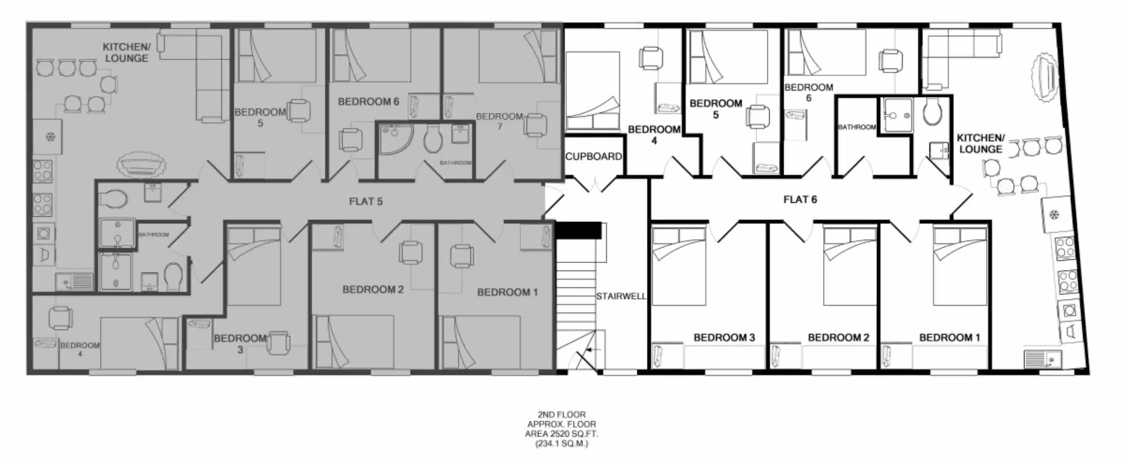 Room in a 6 Bedroom Apartment, 42 Bankfield Road, Huddersfield HD1 3HR (Flat 6) - Huddersfield, England, United Kingdom - Floor Plan