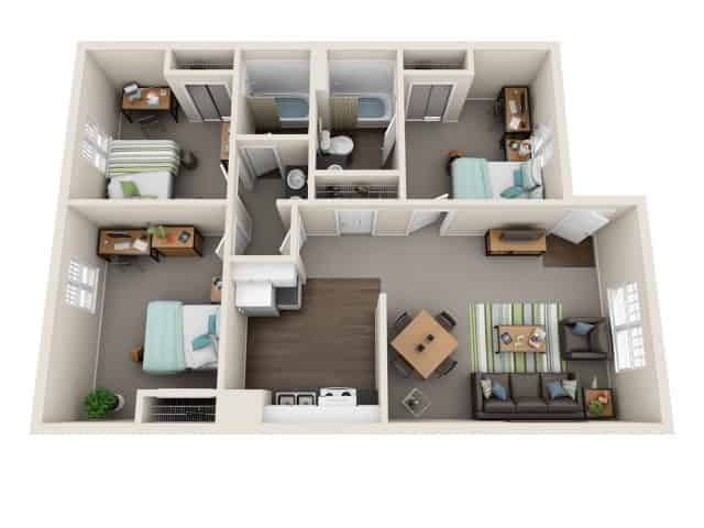 Private Room - Private Bath (3 Bed - 2 Bath)